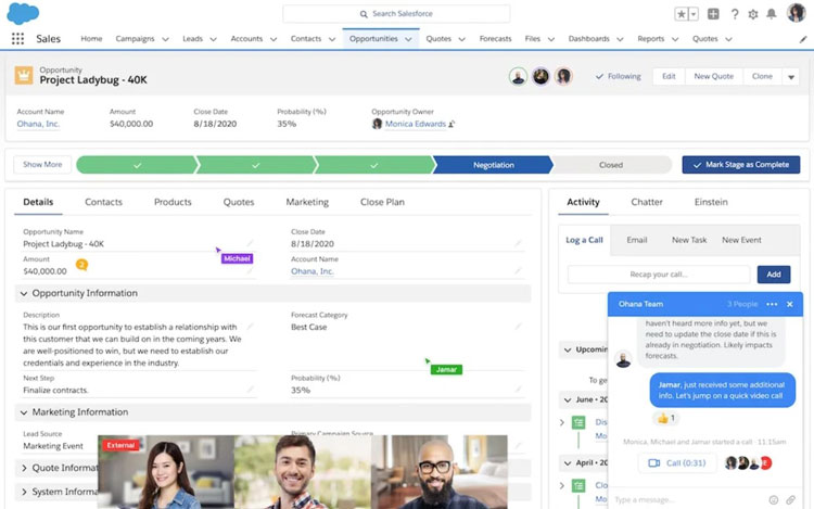 Collaboration in Salesforce via Chat and Video