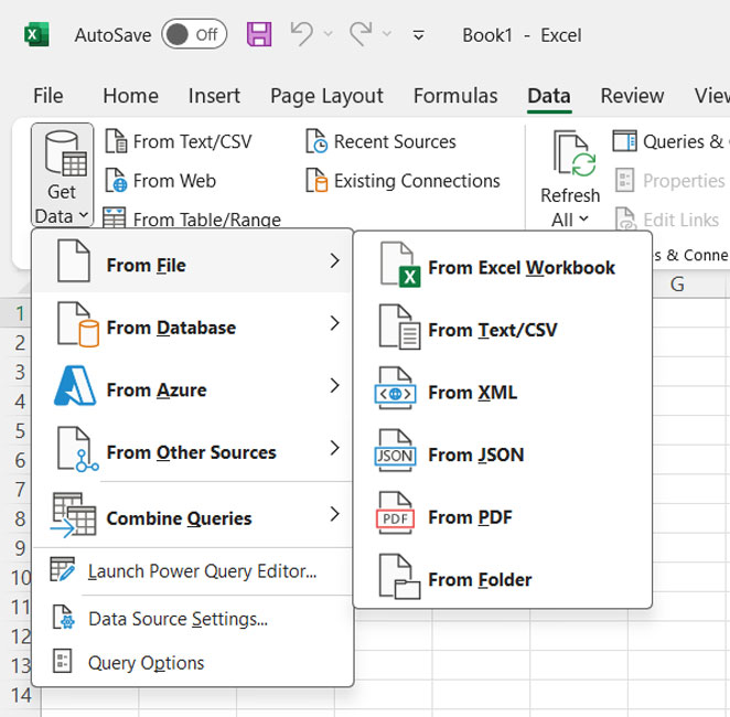 MS Excel Get Data