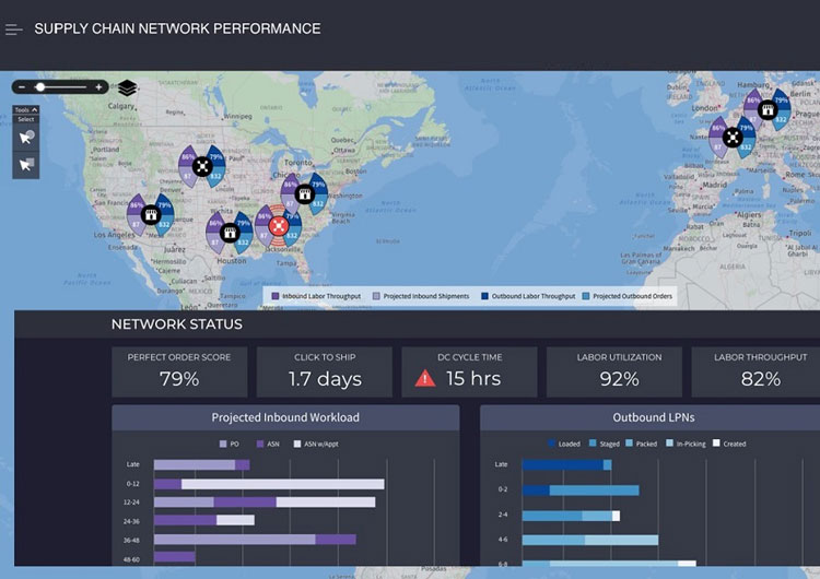 Supply Chain Network Performance Dashboard in Manhattan Active WMS