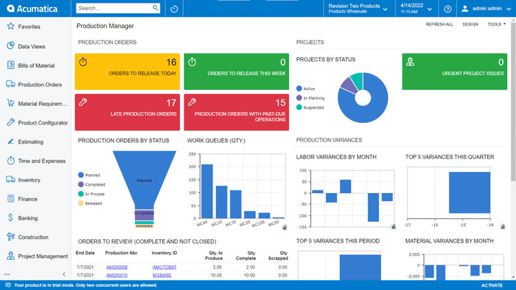 Acumatica Reporting and Dashboard