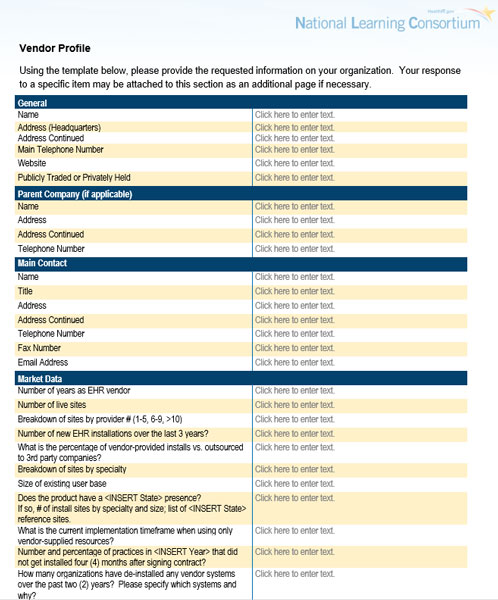 NLC EHR RFP Template