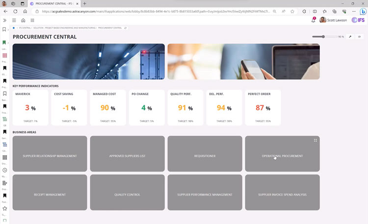 IFS Cloud ERP Procurement Dashboard