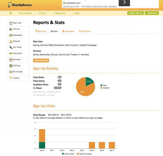 Reporting and Analytics in SignUpGenius