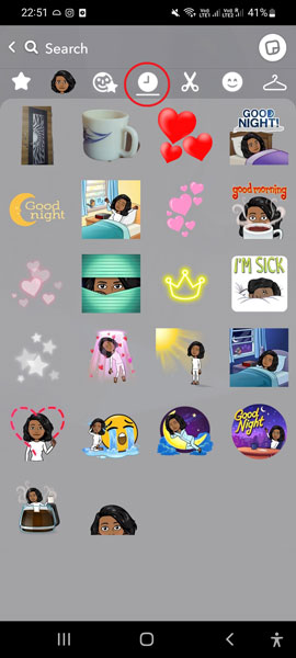 Recently Used Stickers