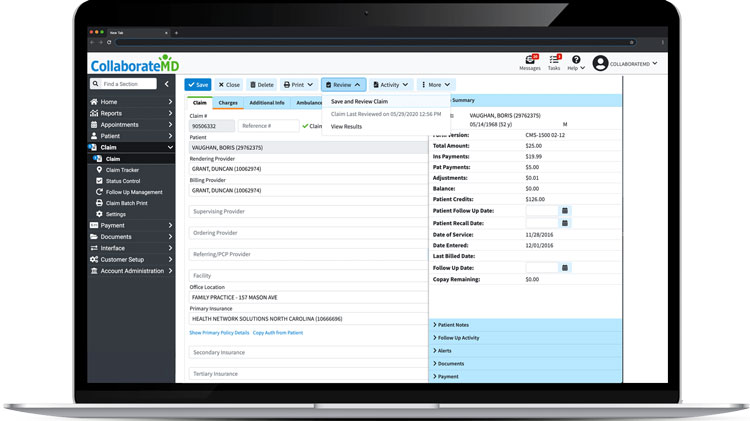 Claims Review in CollaborateMD