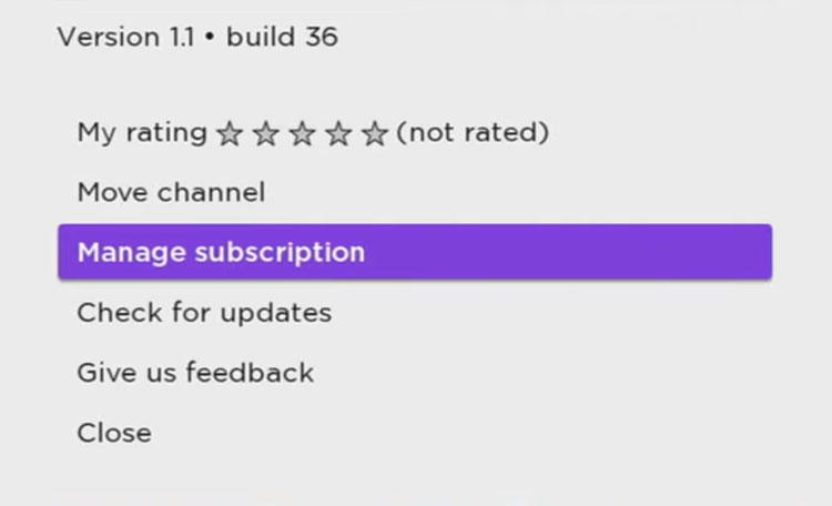 Manage Subscription in Roku