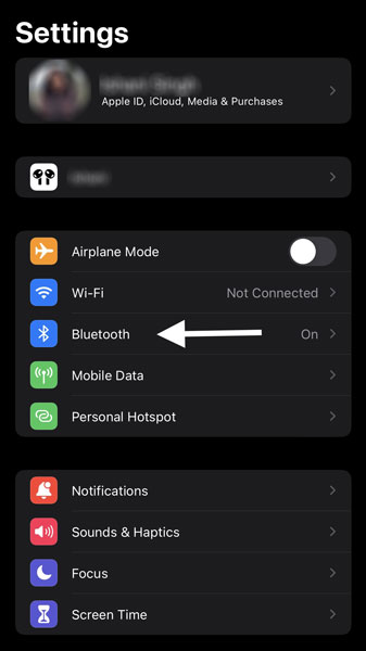 iPhone Bluetooth Settings