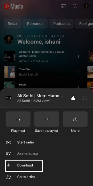 YT Music Download Option