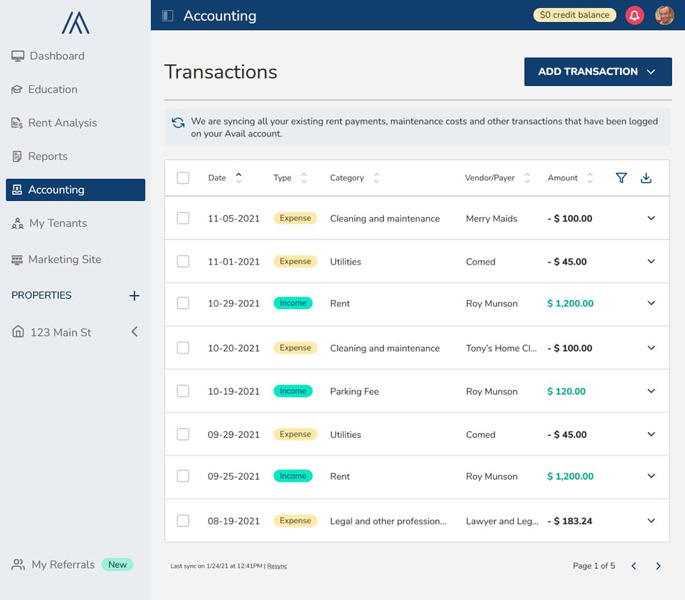 Accounting Module in Avail