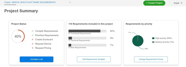 Mental Health Software Requirements Project Summary in SelectHub Express App