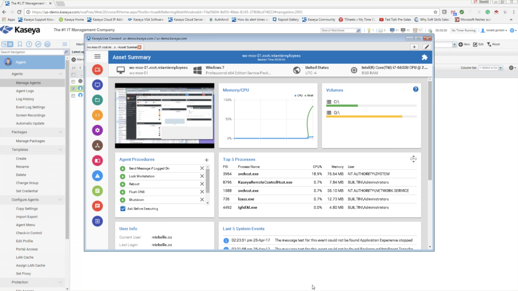 Kaseya's Asset Summary tool