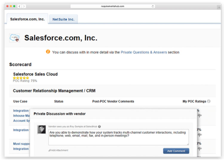 Vendor Dashboard in RequirementsHub