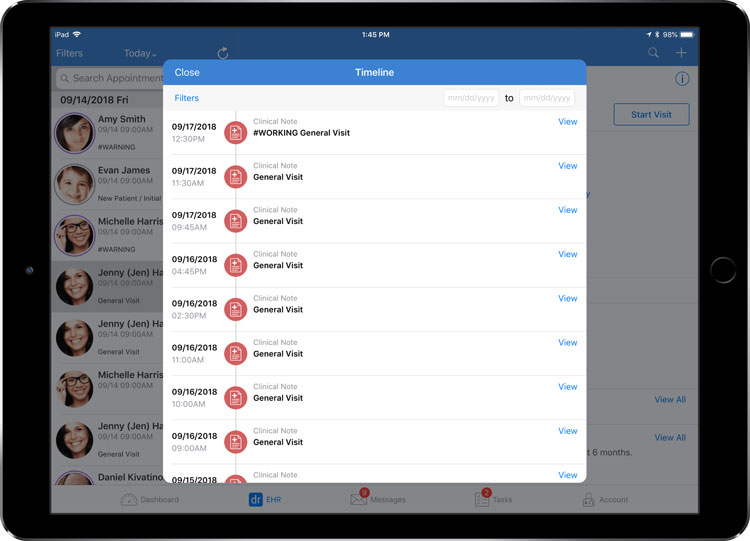 EHR User Interface Example