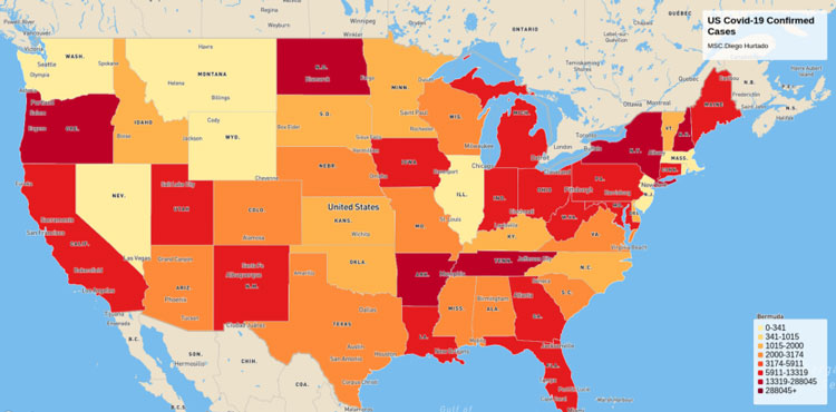 Choropleth Map of COVID Rate Across the US