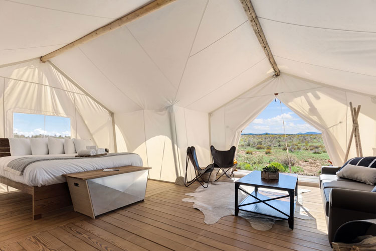 Luxury tents offered by Under Canvas