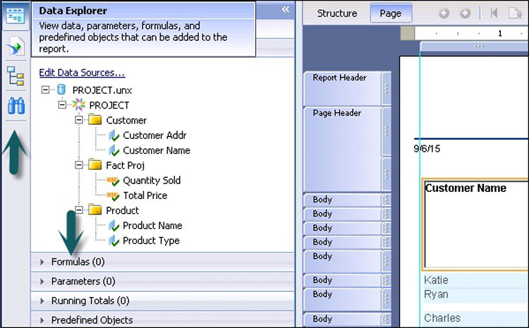 Adding predefined objects to report canvas in Crystal Reports