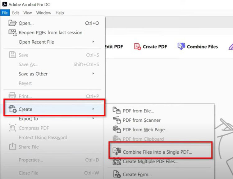 Combining PDF Files into One File in Adobe Acrobat Pro