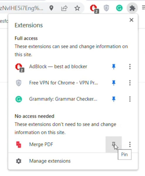 Merge PDF Extension in Google Chrome