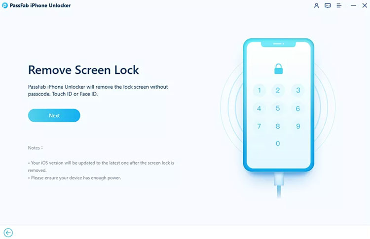 PassFab iPhone Unlocker User Interface