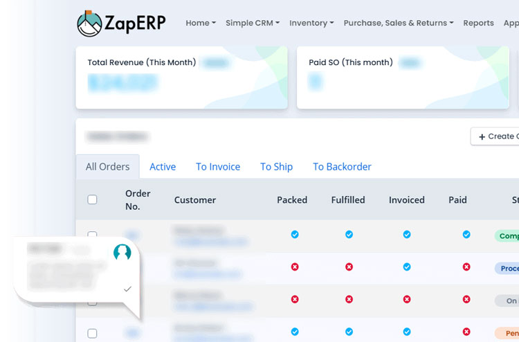 ZapERP Dashboard