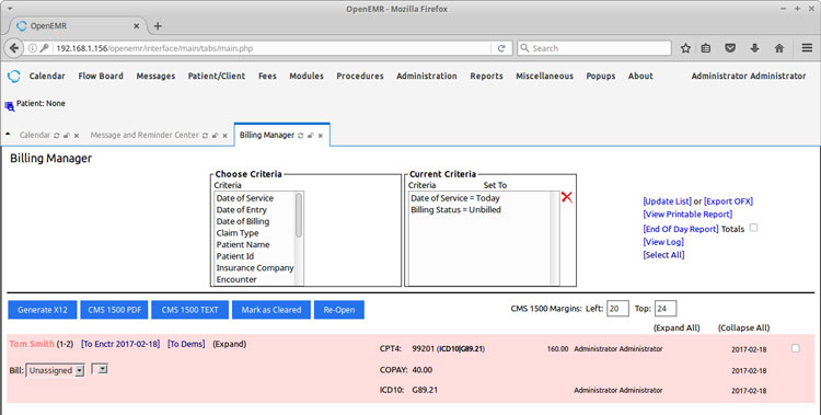 OpenEMR Billing Manager Module