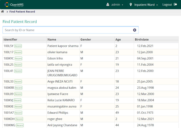 Searching Patient Records in OpenMRS