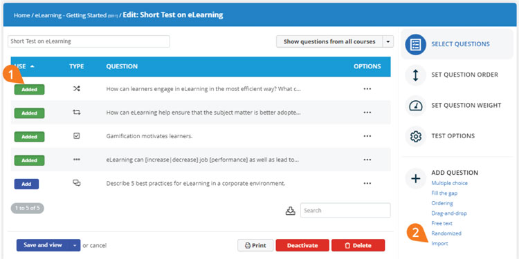 Editing Test Questions in TalentLMS