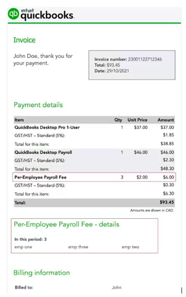 Payroll Invoice in QuickBooks