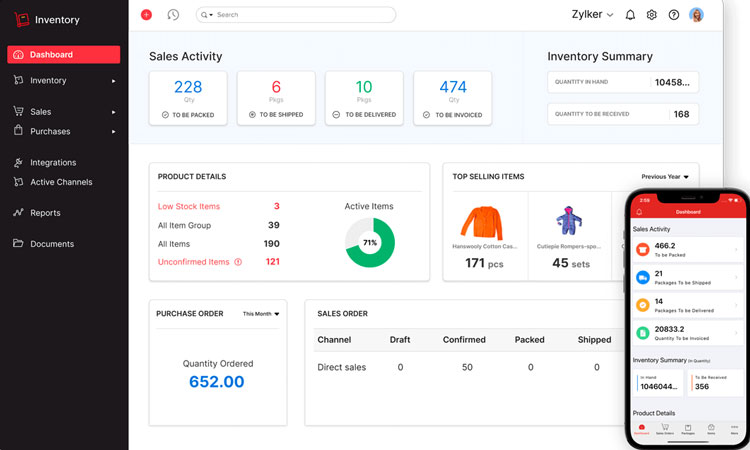 Zoho Inventory Dashboard