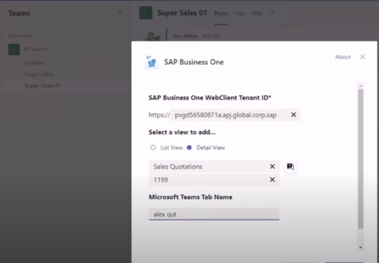 SAP Integration with Teams