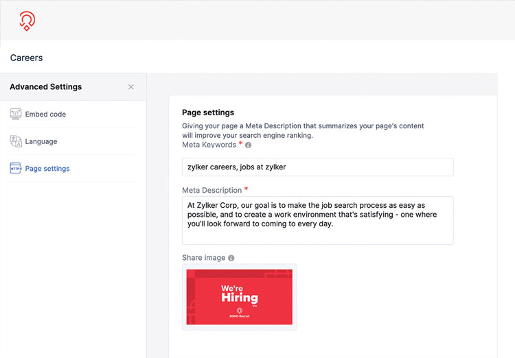 Zoho Recruit Career Page Management