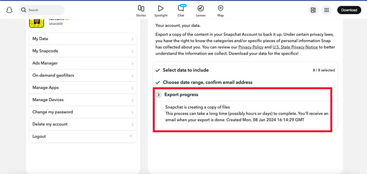 Snapchat Data Export