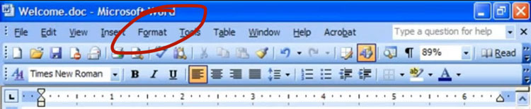 Format Tab in Word 2003