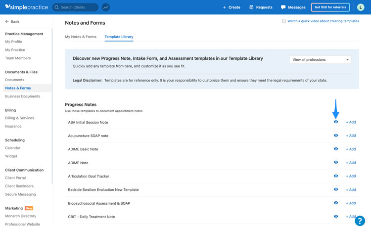 Simplepractice Forms Template Library