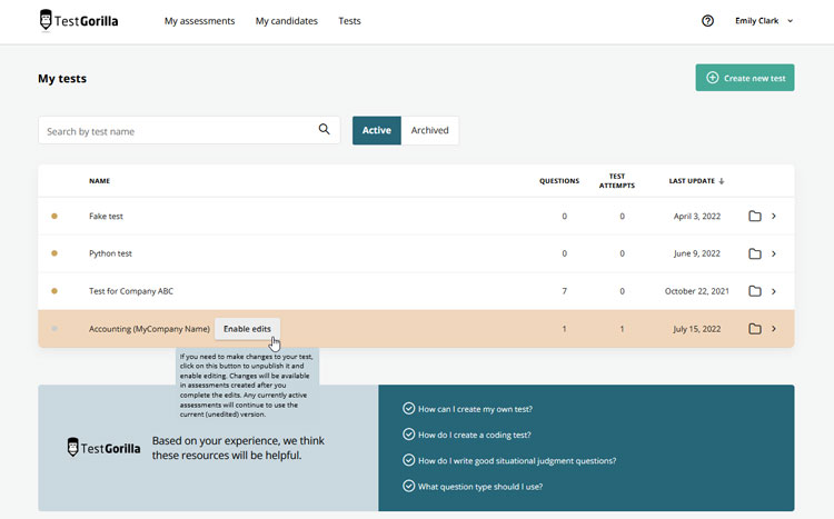 Develop and Manage Skill Assessments in TestGorilla