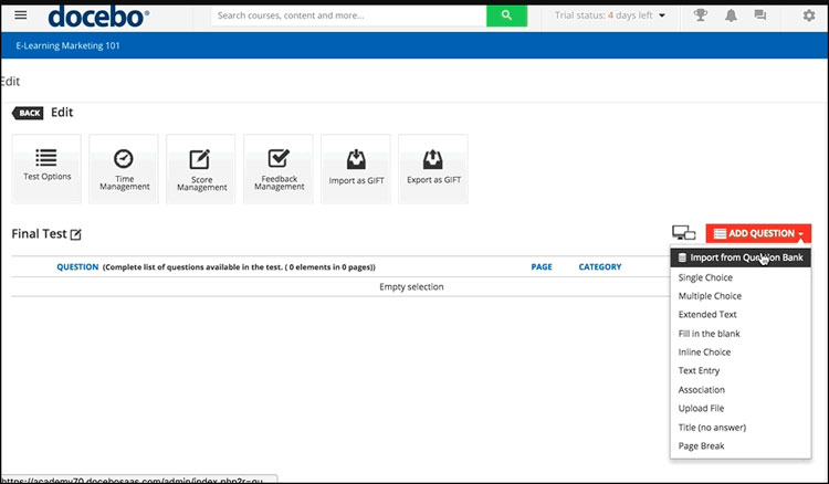 Creating and Managing Test in Docebo