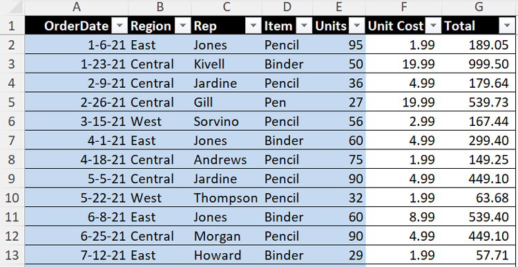 Excel Sheet Example